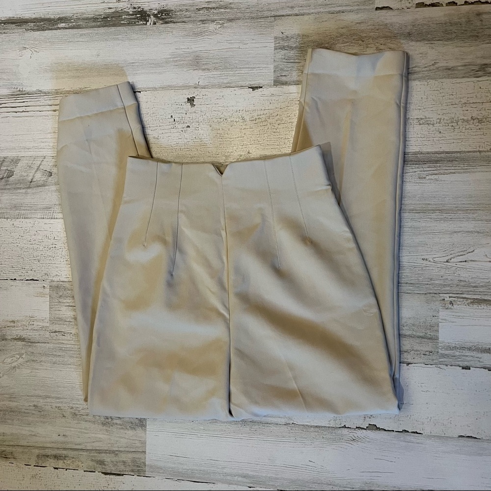 Zara Cream High-Waisted Trousers - Picture 8 of 8